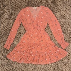 Peach Floral Casual Dress